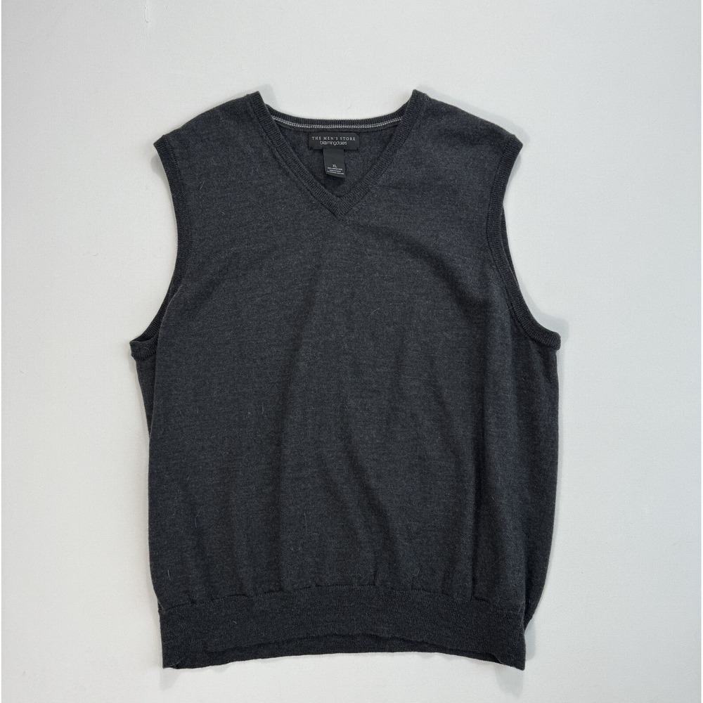 The Men's Store Bloomingdale's XL Merino Wool Sweater Vest Modern V-Neck Casual